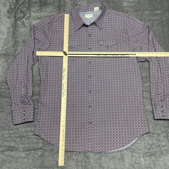 STETSON Pearl Snap Shirt Men's XXL Chevron Grid Western Cowboy Long Sleeve - Picture 8 of 11